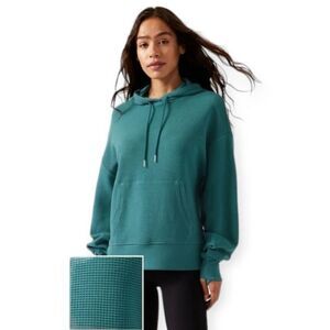 Athleta Blue Balance Waffle Hoodie Sweatshirt Athletic Workout Gym Size Large